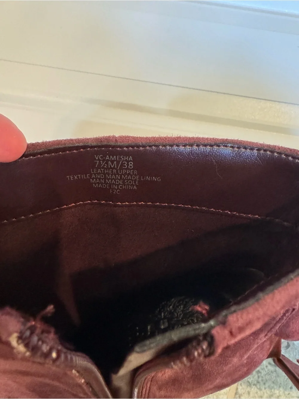 Vince Camuto Amesha Open-Toe Suede Maroon Women’s Ankle Booties with Bow Detail